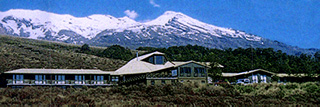 View of Skotel in front of Mt Ruapehu